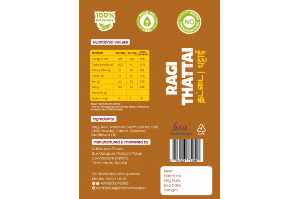 Ragi Thattai Product Design Backside